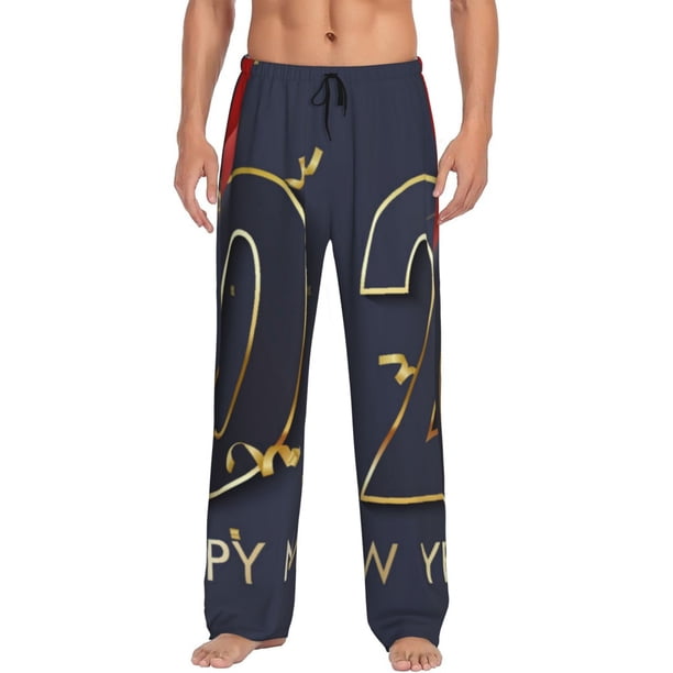 Balery 2025 New Year 2 Pantalones de pijama para hombre, pijama ultraligero, pantalón de descanso-Large