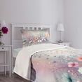 thumbnail image 2 of Ambesonne Floral Quilted Bedspread Set 2 Pcs, Winter Fantasy Flowers Art, Twin Size, Pale Grey Seafoam Lilac, 2 of 4