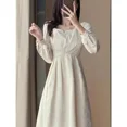 thumbnail image 2 of Vestido de Jacquard estilo Hibon vintage francés, recién llegado, elegante y a la moda, vestido largo adelgazante para mujer, 2 of 5