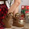 thumbnail image 4 of zaveiop Animal Socks, 3D Knit Animal Sloth Socks for women, Cute Plush Animals Hug Sock, Long Stocking Sock for Christmas Gifts (Brick Red, One Size), 4 of 6