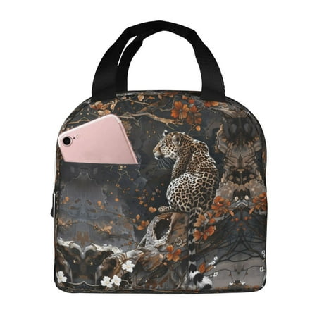 Insulated Lunch Bag for Women Men - Leopard On Tree Branch Leakproof Cooler Lunch Box for Women Men  Lunch Tote Bags for Work School Picnic Travel