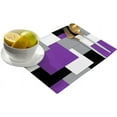 thumbnail image 3 of Placemats for Dining Table Set of Abstract Art Patchwork Purple Black and Grey Kitchen Table Place Mats Place Mats Table, 3 of 5