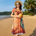 thumbnail image 4 of Saiise Robe d'Été en Tricot Douillet à Motif Lama pour Femmes, T-Shirt Décontracté à Manches Courtes, Robe Soleil Fleurie, Couvre-Maillot de Plage avec Poches, 4 of 6