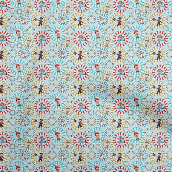oneOone Cotton Jersey Aqua Blue Fabric Circus Dress Material Fabric Print Fabric By The Yard 58 Inch Wide