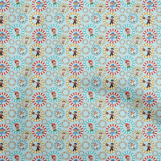oneOone Polyester Spandex Aqua Blue Fabric Circus Sewing Craft Projects Fabric Prints By Yard 56 Inch Wide