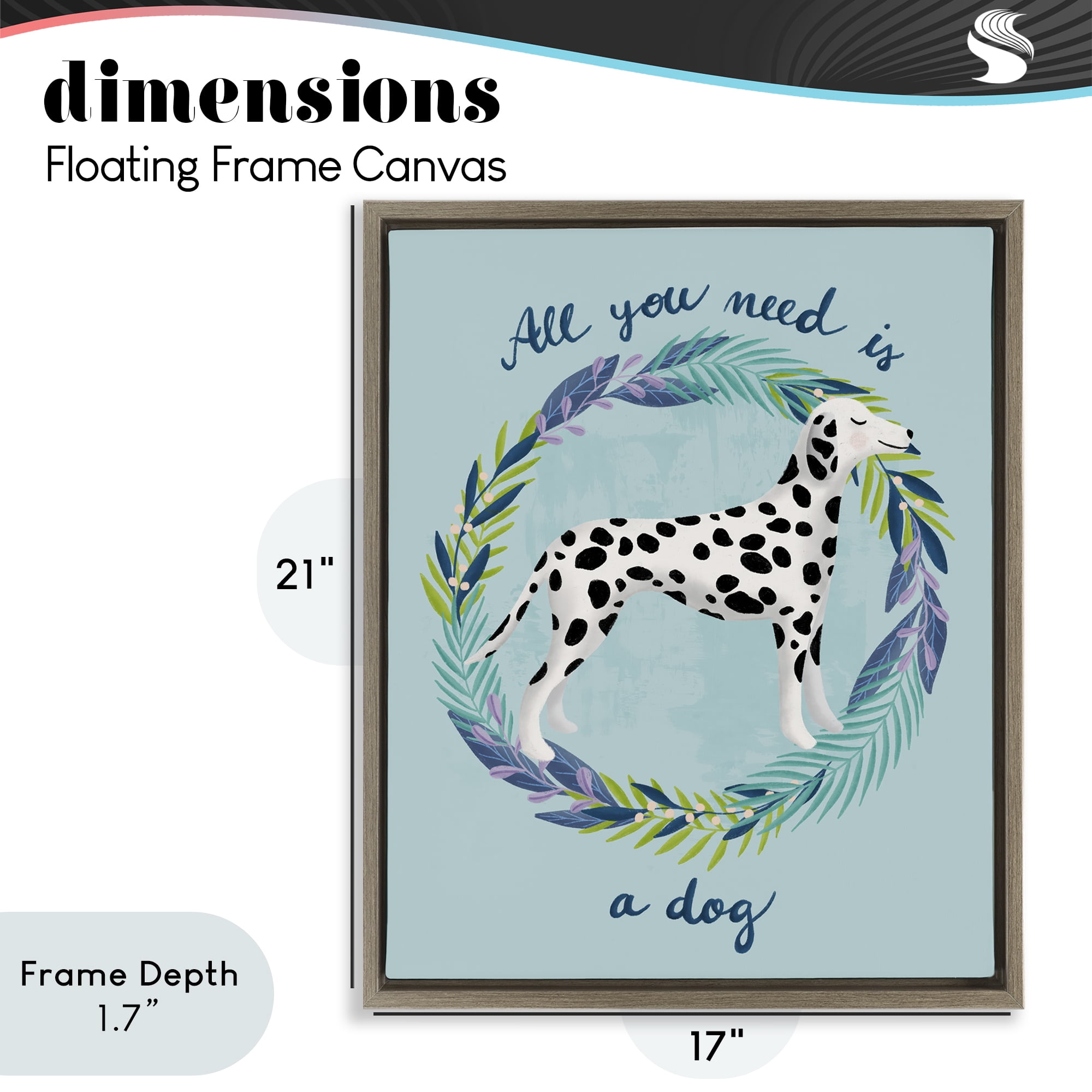 Stupell Industries All You Need Is A Dog Brown Framed Floater Canvas Wall Art, design by Metka Hiti
