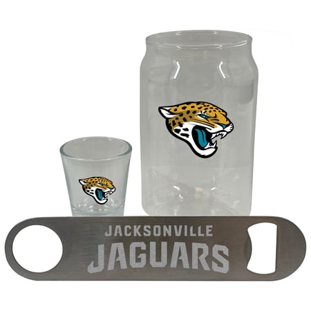 The Memory Company Jacksonville Jaguars Three-Pack Beer Glass 2oz. Shot Glass & Bottle Opener Set