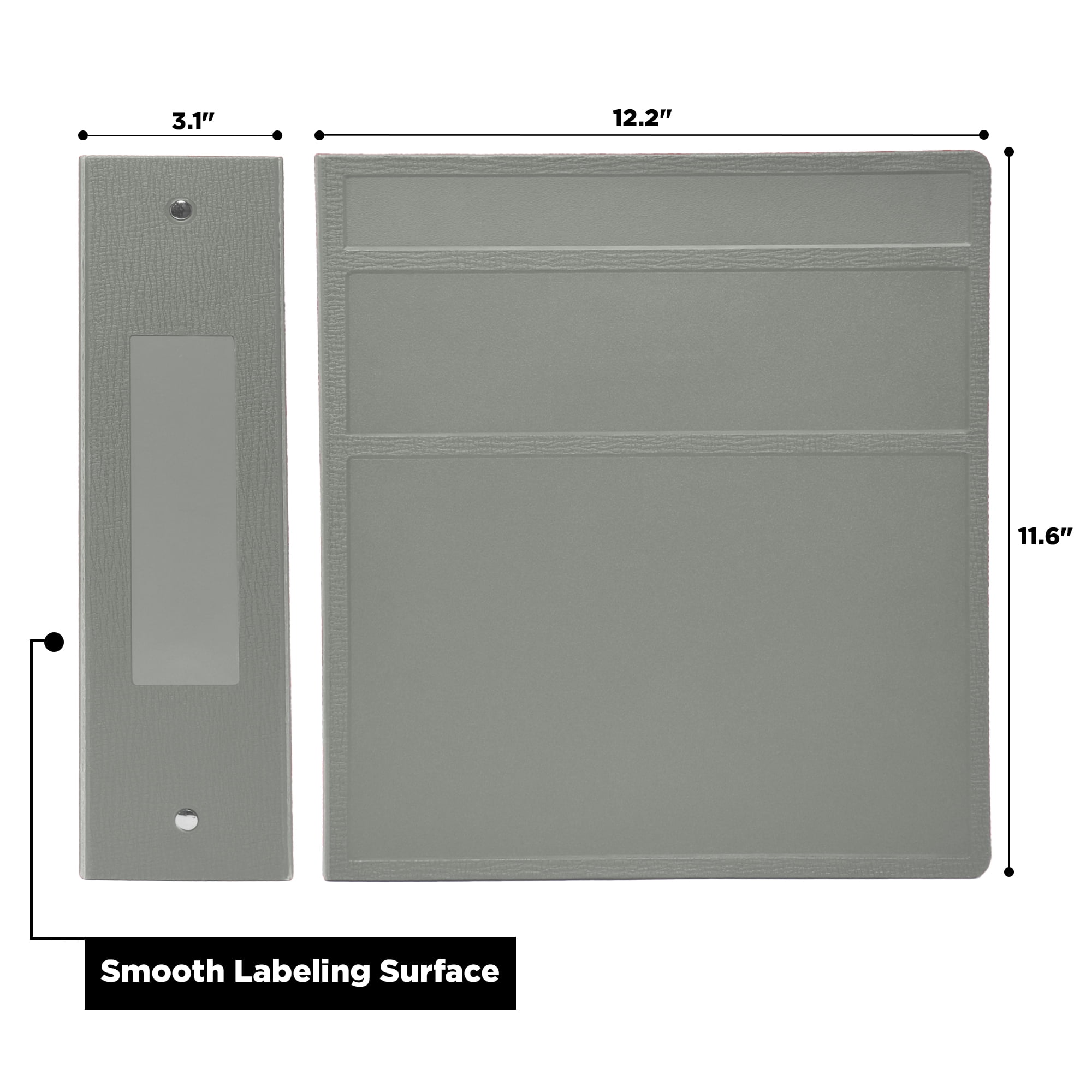 Carstens 3-Inch Heavy Duty 3-Ring Binder - Side Opening, Ash Gray