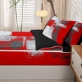 thumbnail image 5 of Homewish Red Abstract Ombre Zipper Twin Comforter Sets with Fitted Sheet and 2 Pillowcases,Grunge Aesthetic Zipper Bedding Set,Black Reversible,4pcs, 5 of 8