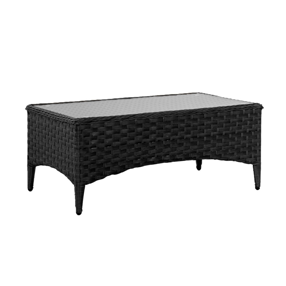 CorLiving Distressed Charcoal Grey Wide Rattan Wicker Rectangle Patio