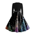 thumbnail image 6 of Women's Casual Fashion Long Sleeve Christmas Graphic Printed Vintage Dress with V Neck for Retro Style and Holiday Parties, Ideal for Women's Casual Wear,Dark Purple,2XL, 6 of 6
