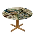 thumbnail image 3 of PIKWEEK Vintage Blue Elegant Colorful Peacock Double Side Table Cloth White, 3 of 8
