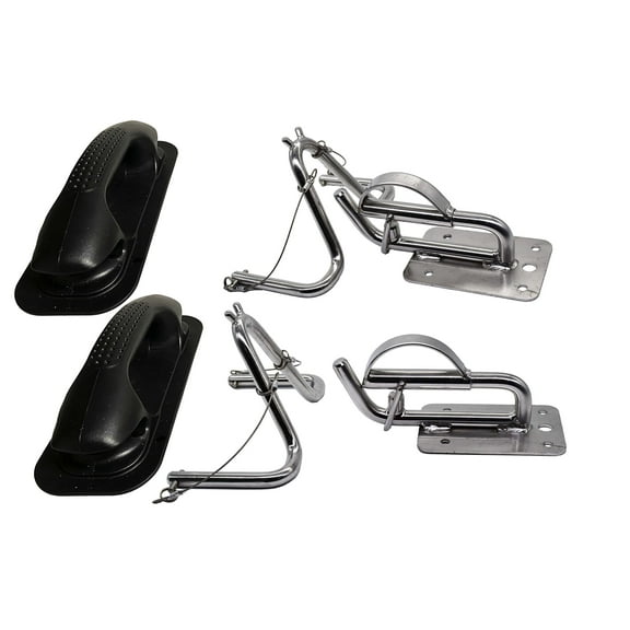 MARINE CITY Quick Release Snap Davits Set  304 Stainless Steel, 150 lb Lifting Capacity, Includes Mounting Hardware & Black Handle Pads For yachts & Boats Pack of 2