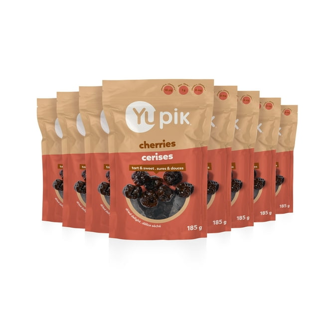 Yupik Dried Cherries, Gluten-Free, Kosher, High-Quality Dried Fruits, Tart & Sweet Whole Cherries, Pitted, Healthy Snacks, Source of Vitamin A and Vitamin C, 8 Count, 185 g