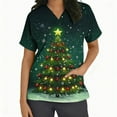 thumbnail image 2 of Wowcloth Women's Short Sleeve V-Neck Top with Christmas Print and Pocket, Casual Scrub Style for Holiday and Daily Wear, 2 of 7