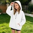 thumbnail image 4 of Luhomi Oversized Sweatshirt for Girls Button up Long Sleeve Pullover Hoodie Kids Fall Winter Fashion Clothes(White,13-14 Years), 4 of 7