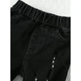 thumbnail image 4 of Kucnuzki 2T Toddler Girl Winter Pants Baby Girl Pants 3T Elastic Tassel Ripped Denim Flared Pants Black, 4 of 5
