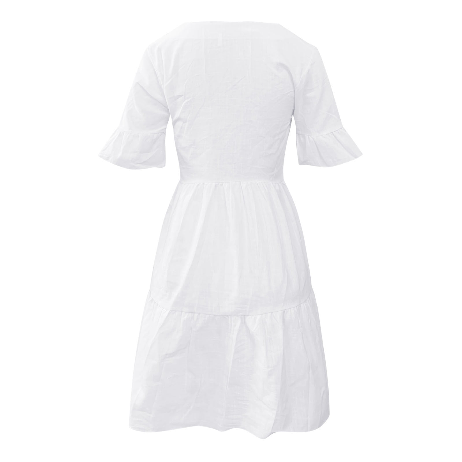 Xihbxyly Casual Dresses for Women, Plus Size formal Dresses for Women Women's V-neck Short Sleeve Printed Boho Summer Shirt Sundress Mini Dress Long formal Dress White Maxi Dress