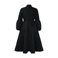 thumbnail image 5 of Mrasaso Flash Deals Dresses for Women 2024 Women Versatile Fashion Long Sleeved Waist Retraction Solid Split 7/4 Sleeve Waist Wrapped Large Hem Long Dress Women's Casual Dresses, 5 of 8