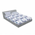 thumbnail image 3 of Floral Bedding Set with Sheet & Covers, Pattern with Flowering Plants in Watercolors Spring Nature, Printed Bedroom Decor 2 Shams, 4 Sizes, Pale Caramel Royal Blue, by Ambesonne, 3 of 3