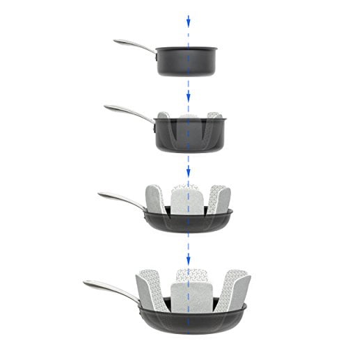 Pan and Pot Protectors - Set of 6 - Gray - 16 in. diameter. Perfect for Non Stick Pans To Avoid Scratching