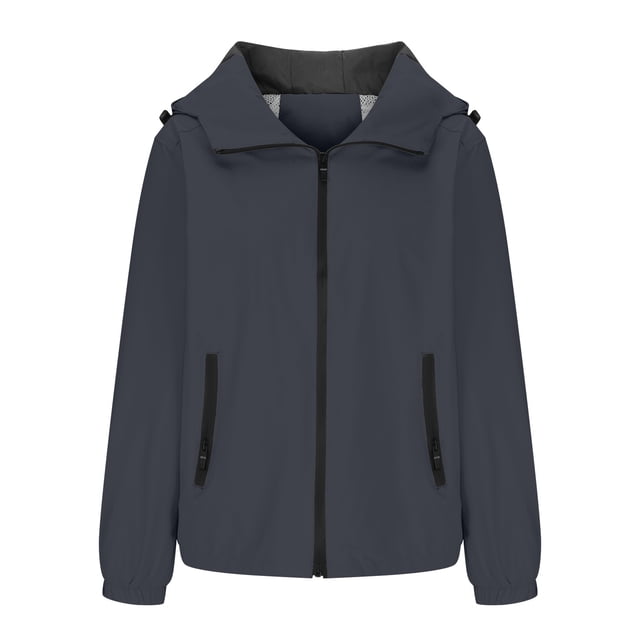 AherBiu Manteau de Pluie pour Femme Grande Taille avec Capuchon, Imperméable Léger, Randonnée, Plein Air, Coupe-Vent Décontracté