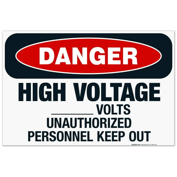 High Voltage Volts Unauthorized Personnel Keep Out Sign, OSHA Danger Sign, 24x36 Corrugated Plastic