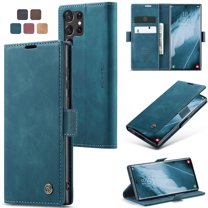 CaseMe Leather for Samsung Galaxy S23 Ultra 5G Case, Flip Wallet Leather Case with Card Holder Magnetic Closure Shockproof Kickstand Protective Phone Cases Cover for Samsung Galaxy S23 Ultra 5G 6.8"