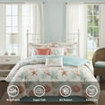 thumbnail image 3 of Madison Park Pebble Beach Coastal Pattern 7-Piece Queen Size 100% Cotton with Decorative Pillows Comforter Set , Coral, 3 of 11