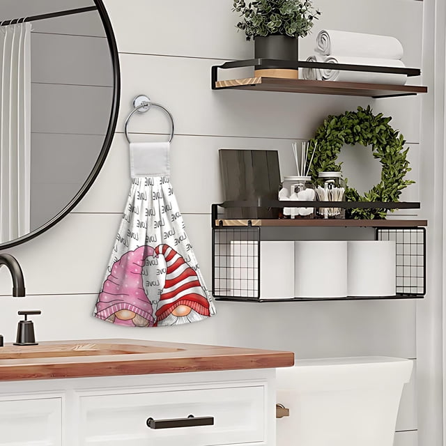 Fiudx Toalla de Enano, Toallitas de Terciopelo con Estampado de Gnomos, Suaves y Absorbentes, para Cocina y Baño, Diseño Práctico para Colgar, Ideal para Uso Doméstico y Comercial, Una Decoración Ori