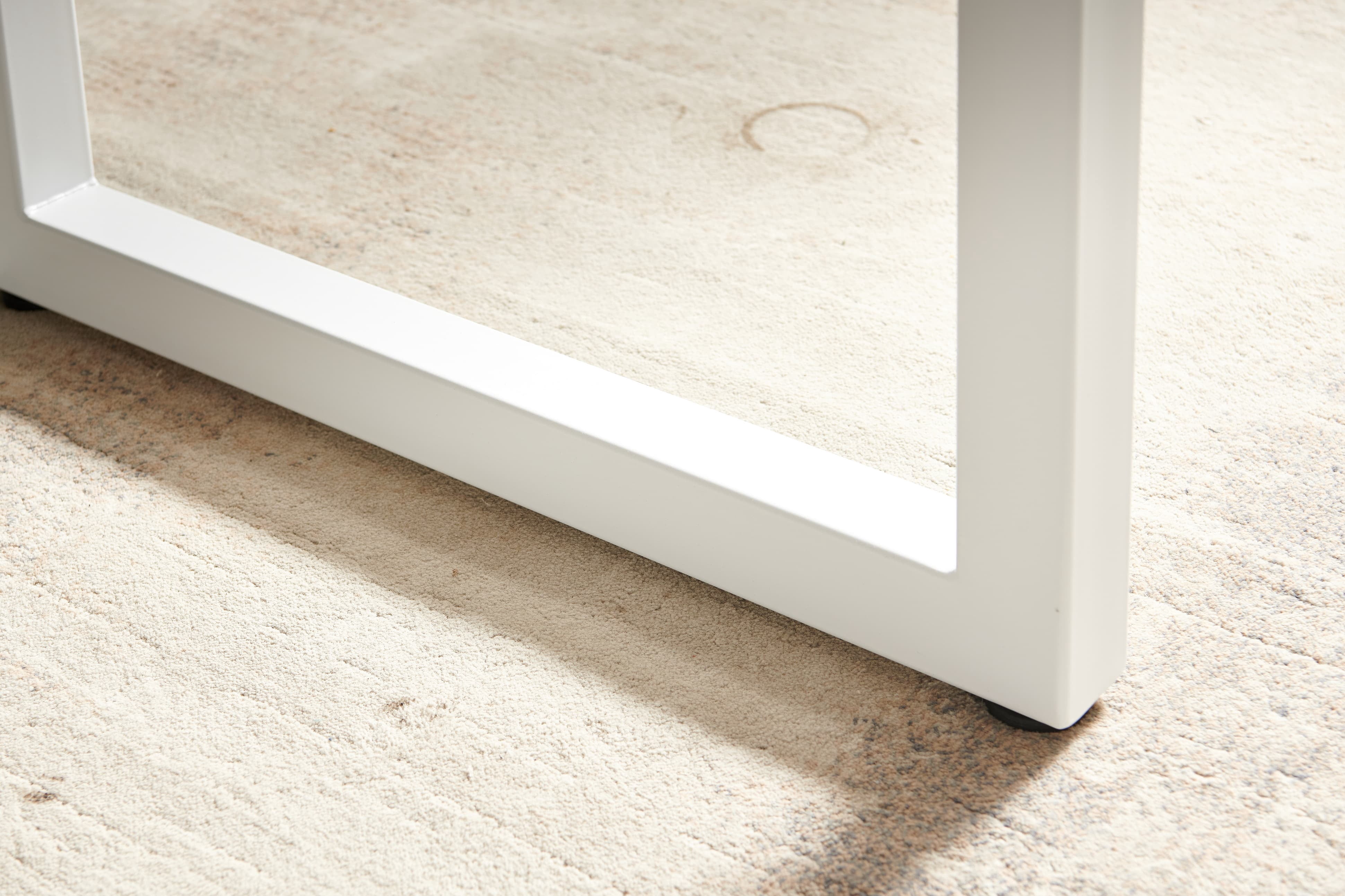 MAYEERTY Modern White Square Extendable Dining Table - Metal Legs, Bright for Small Homes