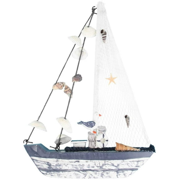 Sailboat Model Decoration Wooden Miniature Sailing Boat Sailboat Model Handmade Vintage Nautical Sail Ship Coastal Marine Tabletop Ornaments for Dollhouse Home Decor