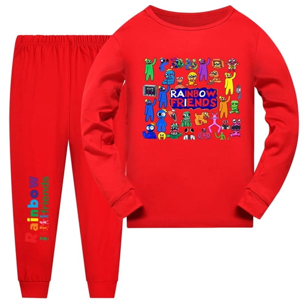 Pijamas de manga larga para niños y niñas, ropa de dormir con estampado de arcoíris de Navidad, para estar en casa, 2023