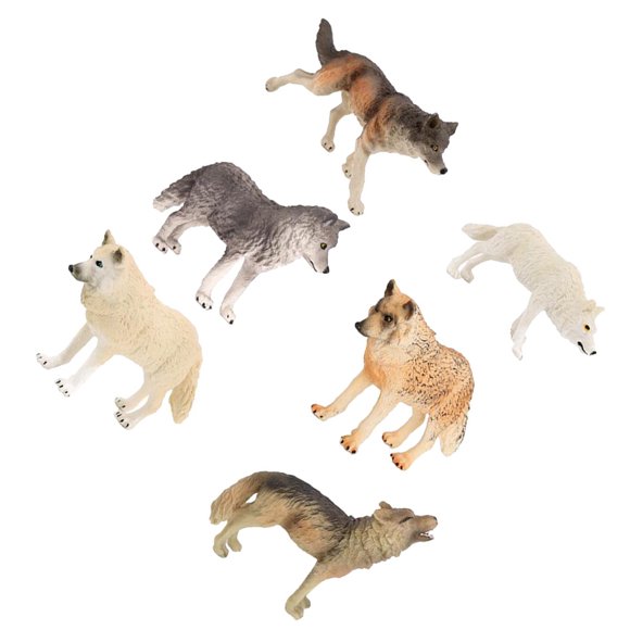 Xingzhi 6pcs Wolf Figure Wild Animal Model Toy for Collector Boys Girls