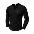 thumbnail image 2 of Zylanna Men's T-Shirts Tee, Button Crew Neck Solid Color Stretchy Long Sleeve Casual Tops for Man Black, 2 of 8
