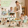 thumbnail image 4 of Juego de Mesa y Silla para Niños 3 En 1, Asiento Elevador Convertible para Comer con Respaldo Ajustable en 3 Posiciones, Bandeja Extraíble, Ruedas Giratorias de 360 Grados, 64 * 75 * 97cm (Gris), 4 of 9
