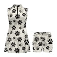 thumbnail image 4 of COEQINE Women's Golf Dress 2 Piece Set Sleeveless Athletic Dresses with Built in Shorts and Pockets Zip Up V-Neck Black Paw Print Pattern Workout Outfits with Collared Design, S, 4 of 7