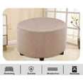 thumbnail image 4 of Round Ottoman Storage Cover Folding Stool Covers Furniture Protector Cover for Footrest Ottoman Fit Dia 24" - 29" Khaki, 4 of 6