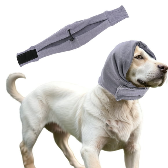 Diadema ajustable para perros que calma con cintas mágicas, capucha para perros para la ansiedad, mantiene el calor, color púrpura claro
