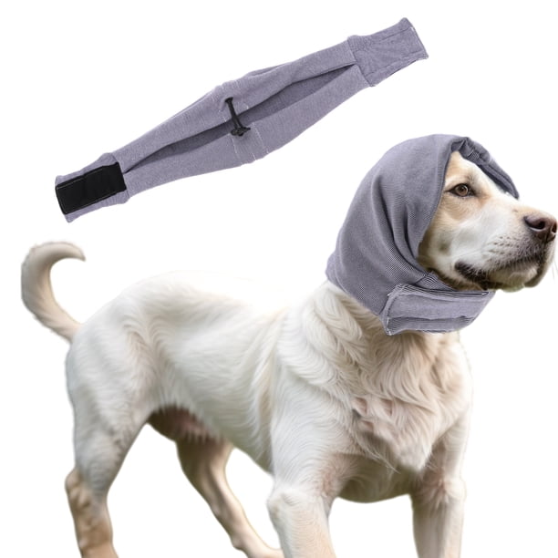 Diadema ajustable para perros que calma con cintas mágicas, capucha para perros para la ansiedad, mantiene el calor, color púrpura claro