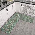 thumbnail image 2 of Green Christmas Floral Pattern Kitchen Rugs Sets Of 2,Anti Fatigue Kitchen Mat Rugs Non Slip Washable,Decorative Kitchen Floor Mats for Kitchen,Sink,Laundry,17"x30"+17"x47", 2 of 7