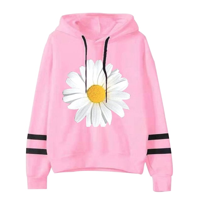 MRULIC Chandail en Molleton pour Femmes, Sweat à Capuche à Manches Longues Rayé, Pull à Capuche, Blouse, Chandails en Molleton pour Femmes, Rose + TTG