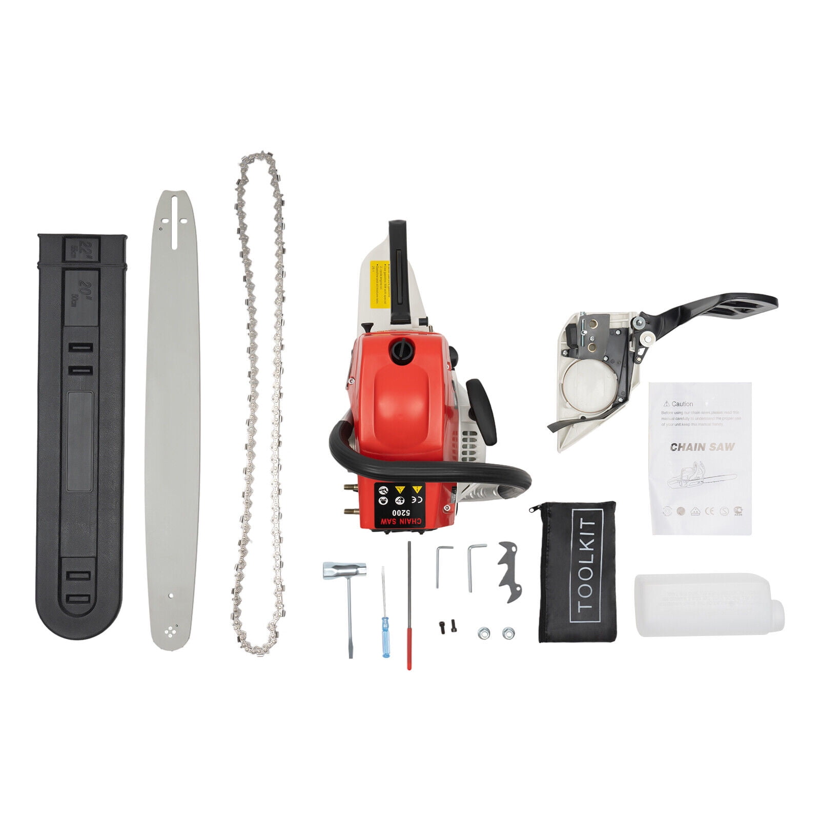 52cc 2 Stroke Gas Powered Chainsaw 22 Inch Handhold Wood Cutter Chain Saw