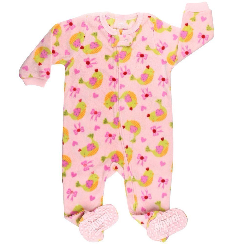 Elowel Pajamas Elowel Baby Girls Pink Bird Bow Print Footed Fleece Sleeper Pajama Walmart