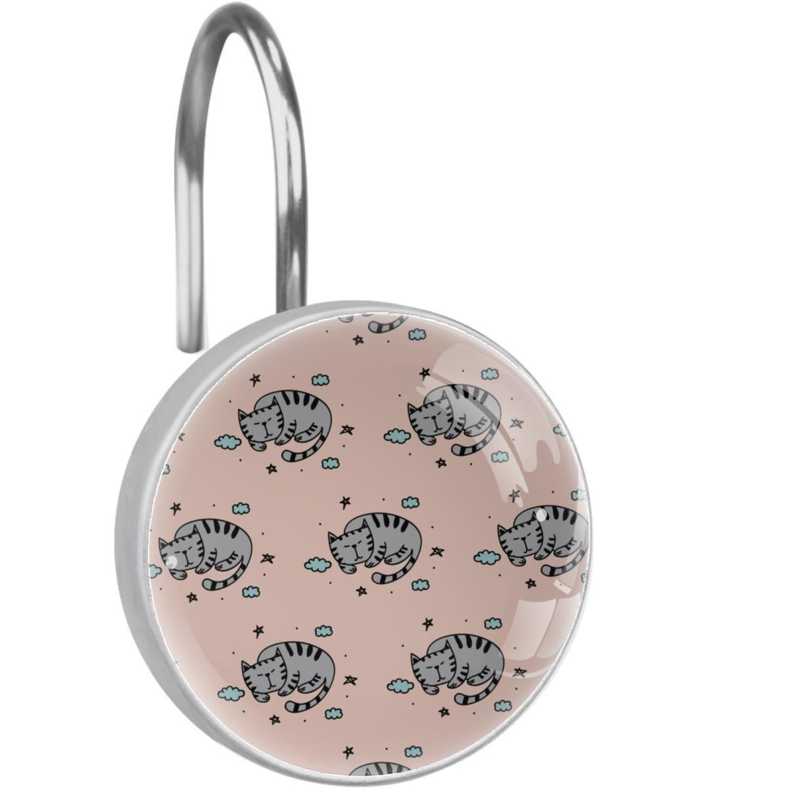 Cat Shower Curtain Hooks（Set of 12）for Home Hotel Shower Rods Bathroom