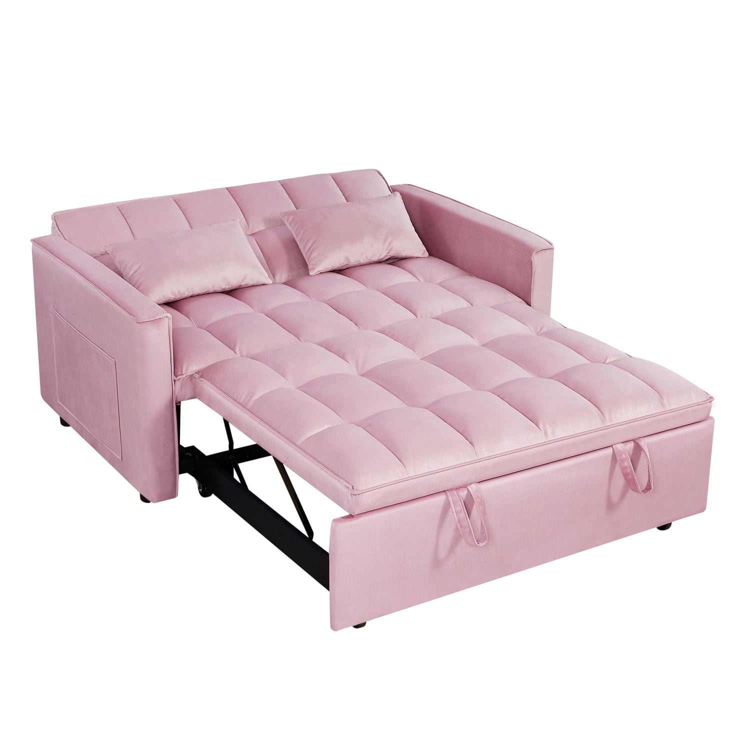 Hommoo 3 in 1 Convertible Pull Out Sofa Bed, Loveseat Sleeper Sofa, Pink