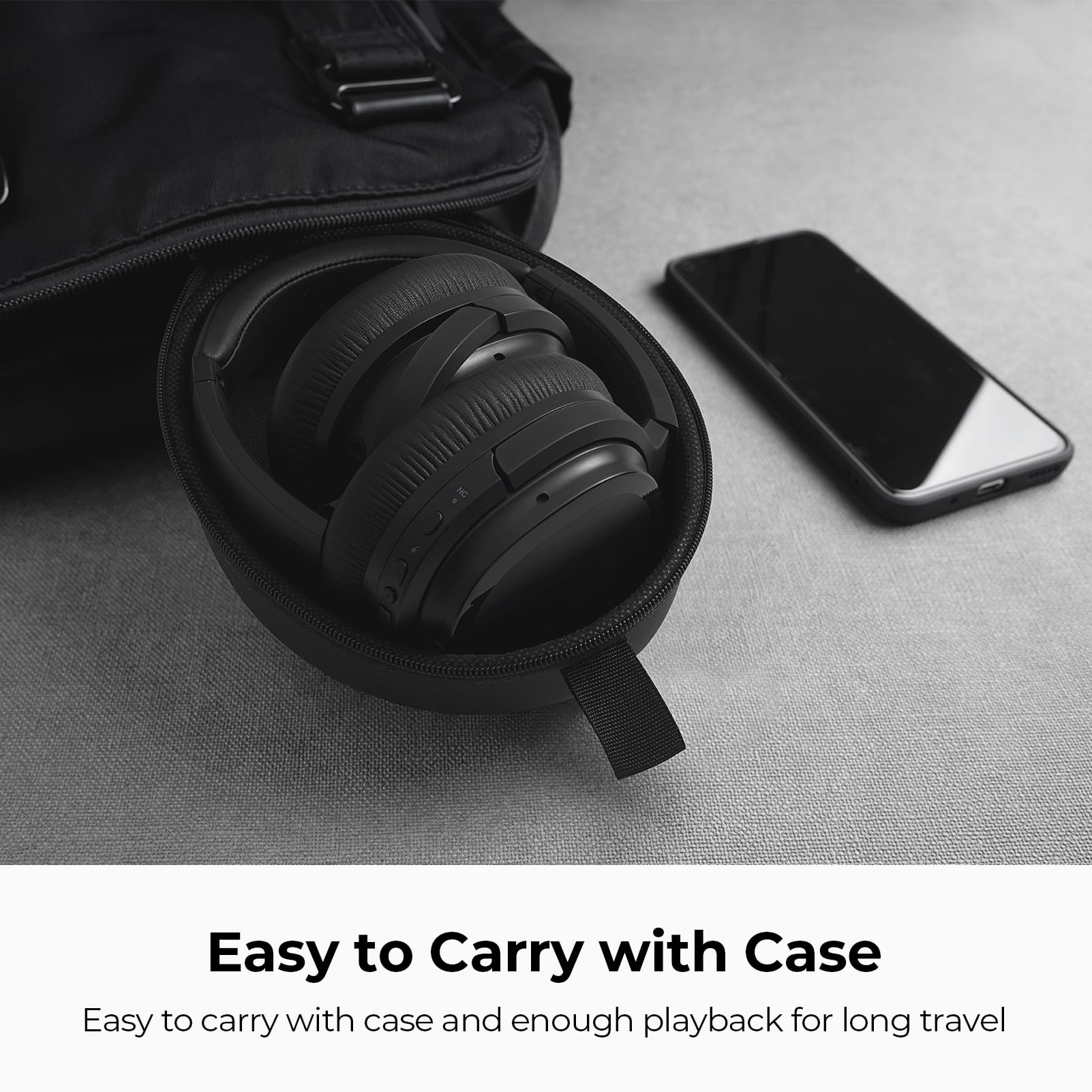 Hybrid Active Noise Cancelling Headphones Wireless Bluetooth Headphones Deep Bass Bluetooth 5.2 Comfort Fit with 30H,Black