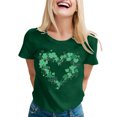 thumbnail image 1 of LUOGENLI T-shirts pour Femmes 2024 Mode Féminine Imprimé Saint-Patrick Col Rond Manches Courtes Haut Décontracté T-shirts (5) T-shirts Graphiques pour Femmes Valentin Gris Foncé L, 1 of 5