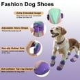 thumbnail image 4 of Unique Bargains 4pcs Dog Shoes Waterproof Anti-Slip Dog Shoes Dog Boots Paw Protectors Purple Size 6 Width 2.36", 4 of 7