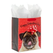 Hallmark Large Valentine's Day Gift Bag with Tissue Paper (Pug Bow)